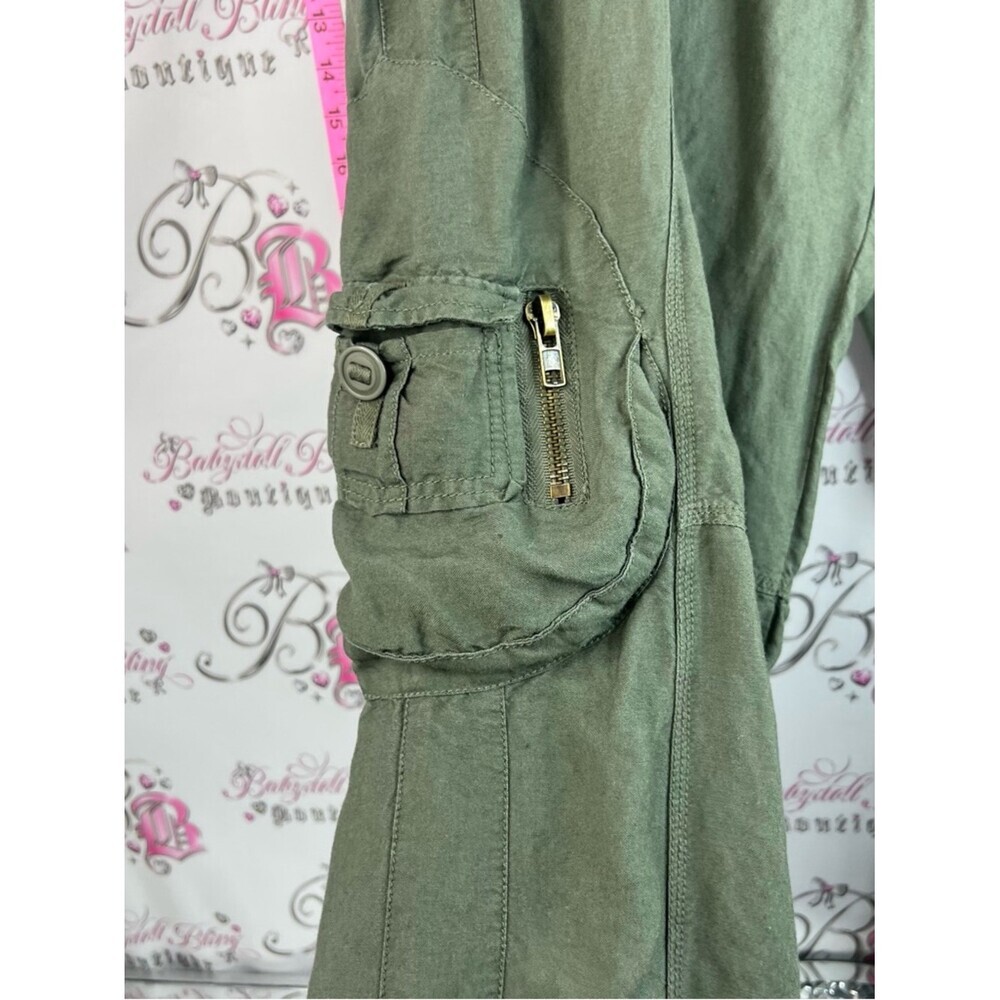 MXM cargo pants military green pockets Olive Green Boot-Cut Cargo Pants - Picture 4 of 12